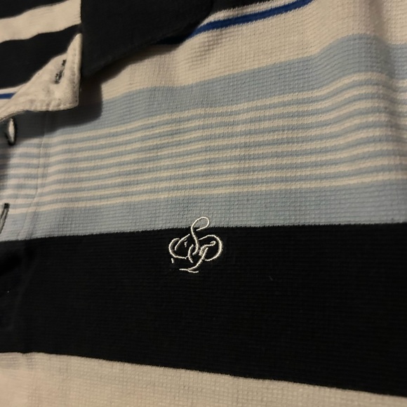 Vintage Southpole Polo Shirt Mens L Blue/Black/White Striped Hip Hop Urban Y2K - Picture 4 of 6